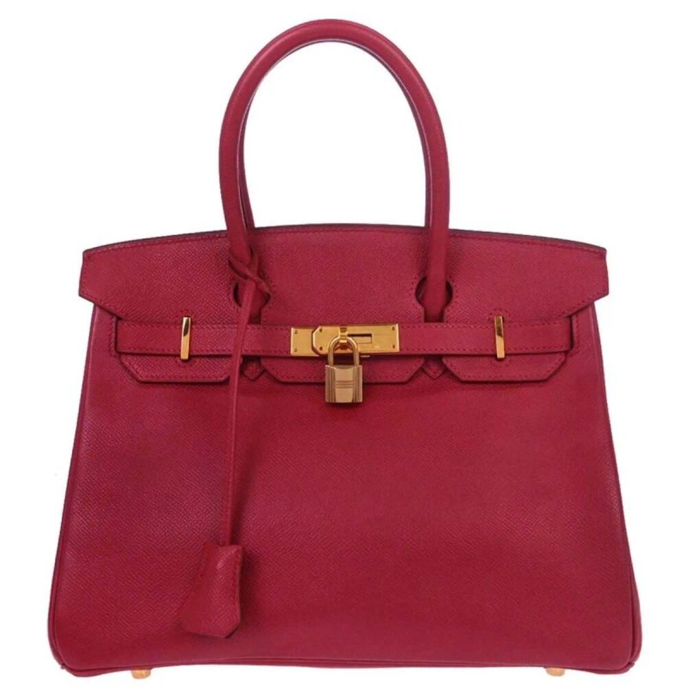 Hermes Birkin Red Courchevel With Gold Hardware Red Leather Handbag